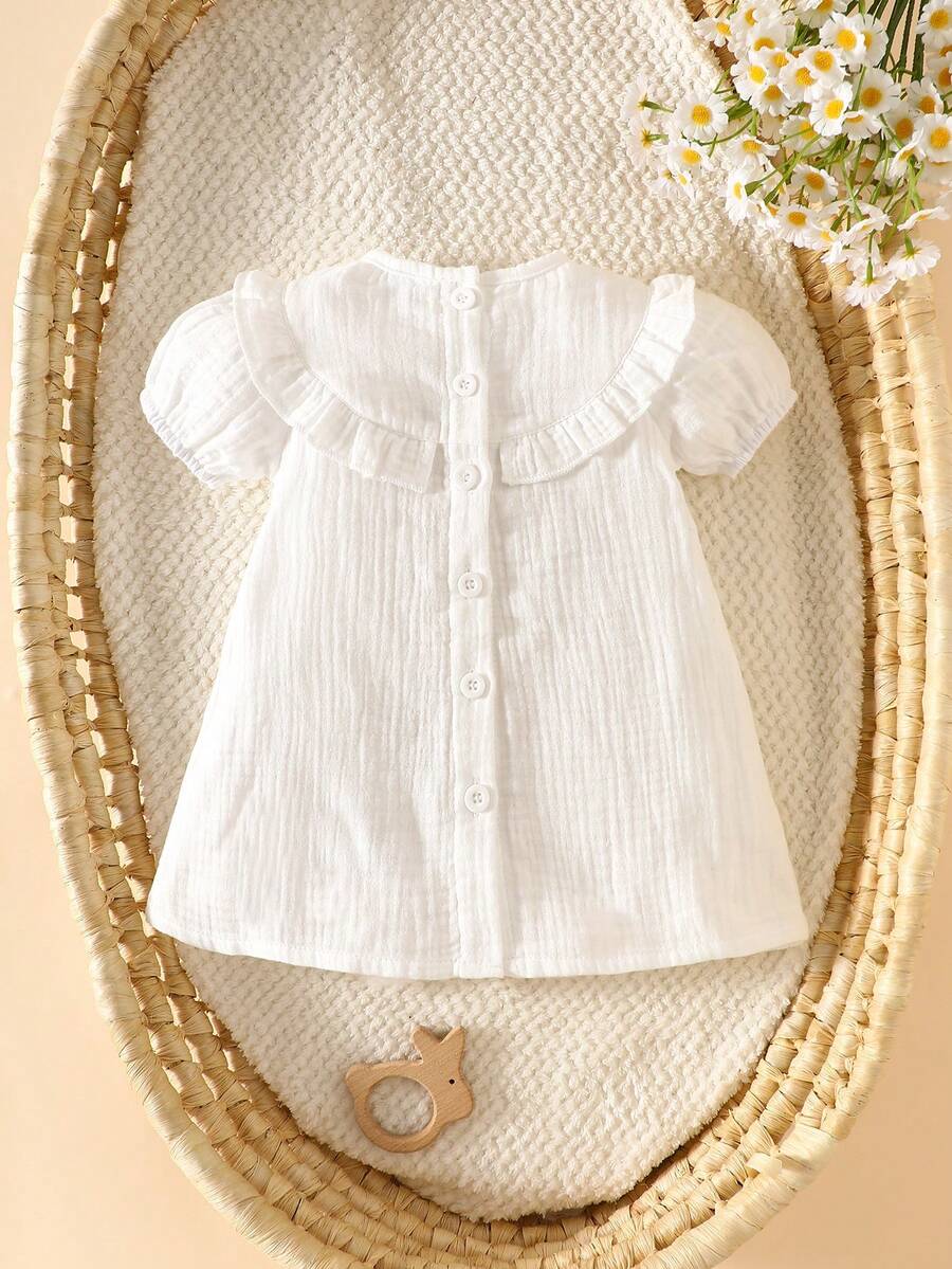 Baby Embroidered Puff Sleeve Dress for Cute Summer Outings and Photoshoots