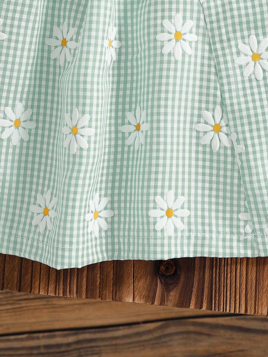 Baby Girls Cherry Plaid Dress And Beret Hat Set Cute Summer Vacation Outfit