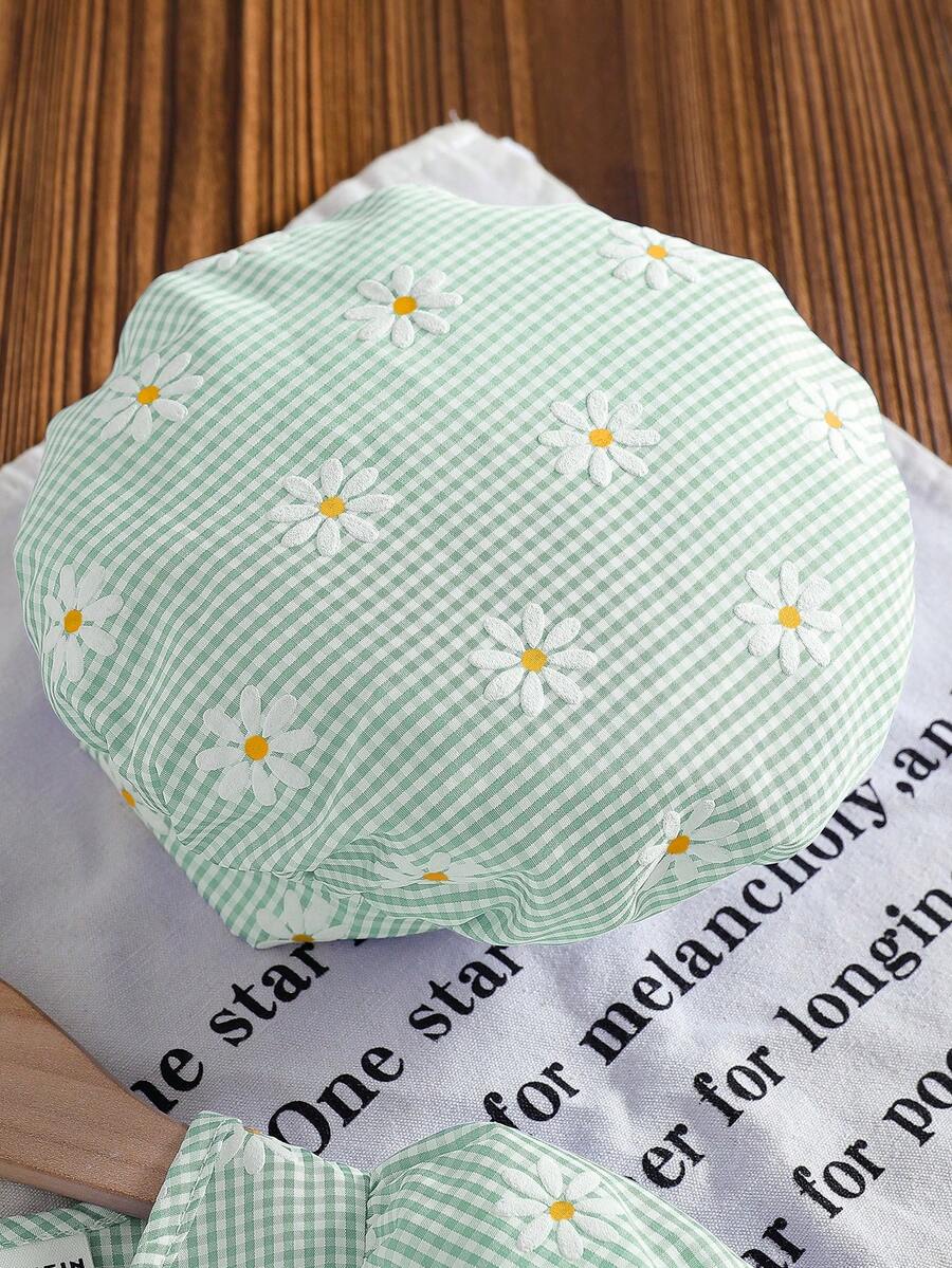 Baby Girls Cherry Plaid Dress And Beret Hat Set Cute Summer Vacation Outfit