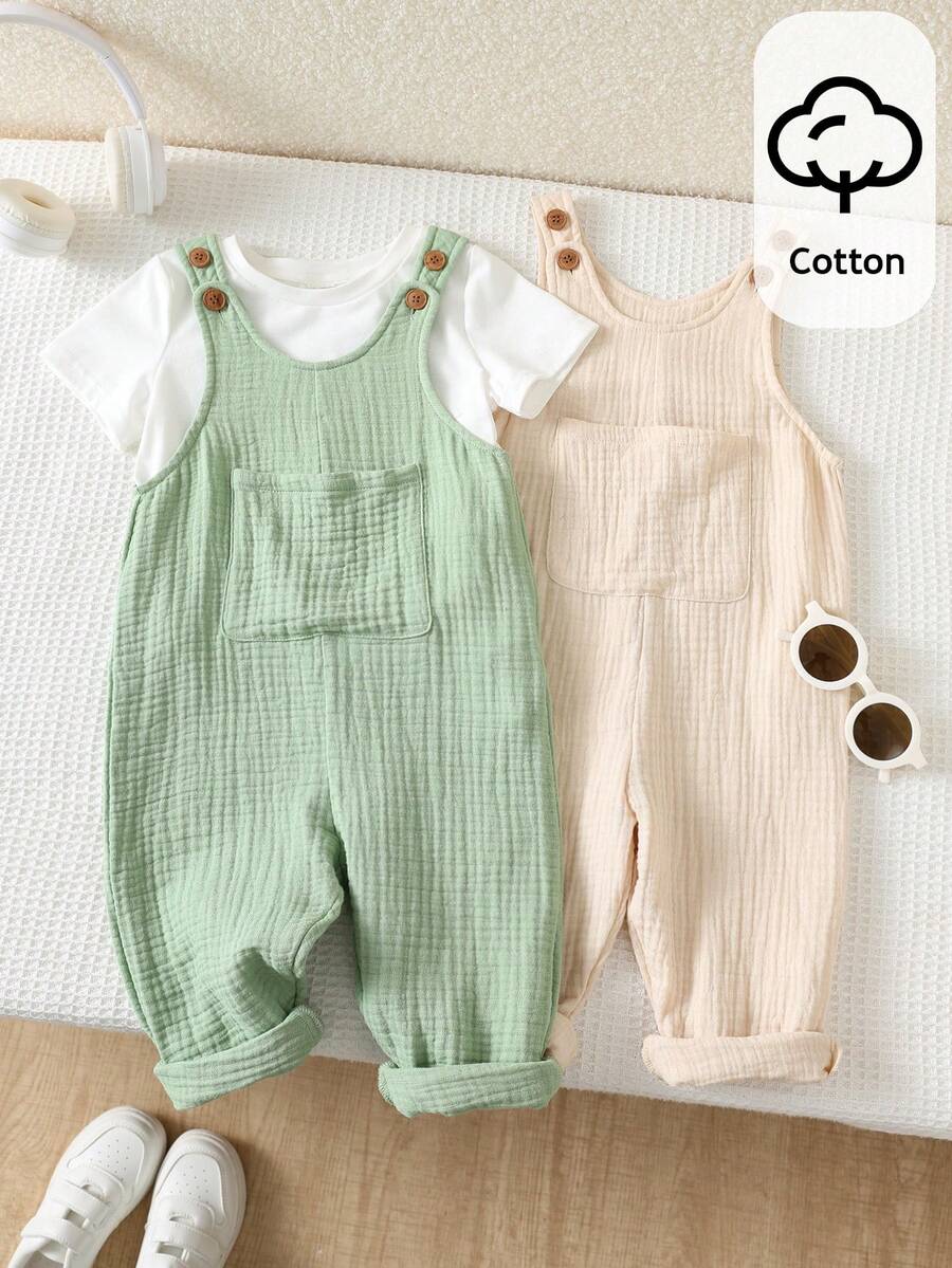 Unisex Baby Cute Denim Bib Pants Casual Overall Outfit for Spring Summer Autumn Wear