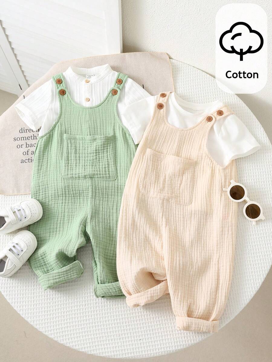 Unisex Baby Cute Denim Bib Pants Casual Overall Outfit for Spring Summer Autumn Wear