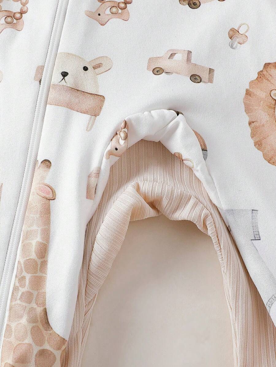 2PCS Baby Elephant Print Long Sleeve Romper Set for Cozy Autumn and Winter Wear
