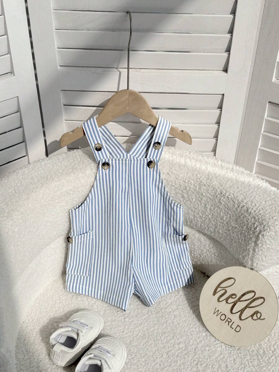 2PCS Baby Duck Striped Sleeveless Romper and Hat Set for Cute Summer Daily Wear