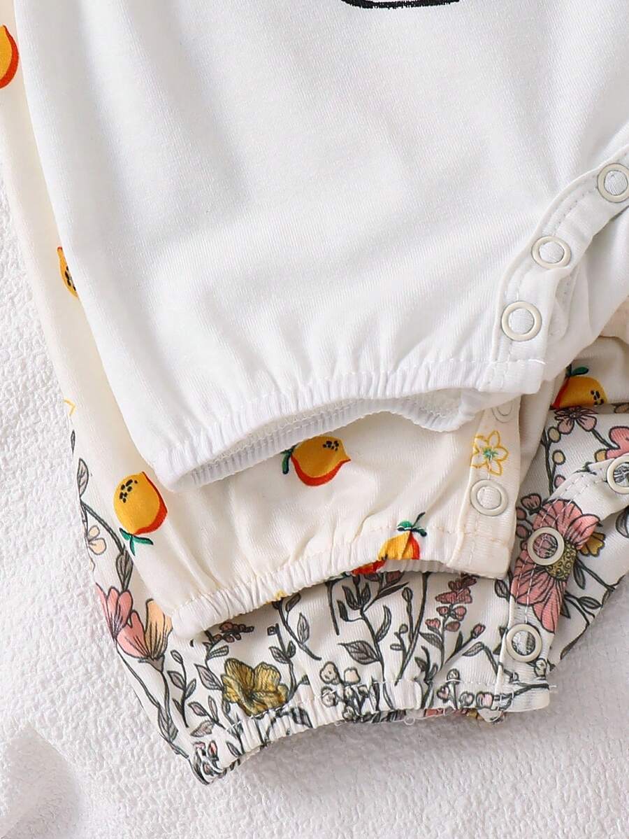 Newborn Soft Knit Summer Romper Set - 3pcs Cute Cartoon Graphic Outfits