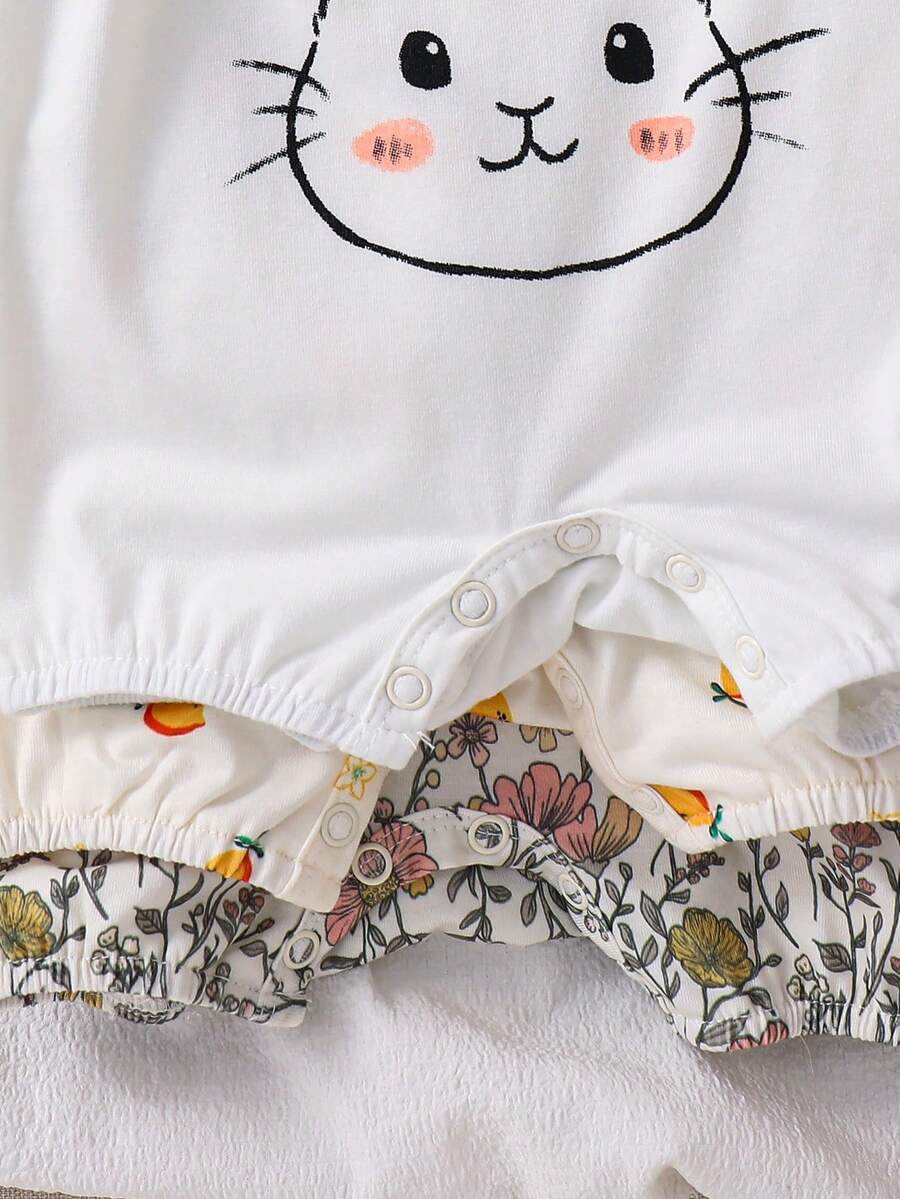 Newborn Soft Knit Summer Romper Set - 3pcs Cute Cartoon Graphic Outfits