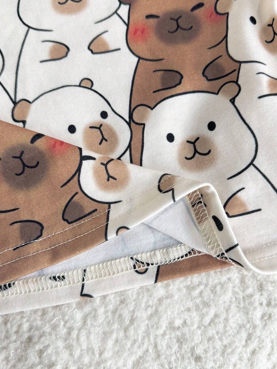 Newborn Boy & Girl Summer Knit Outfit -Cute Cartoon Bear Striped Shirt & Shorts Set