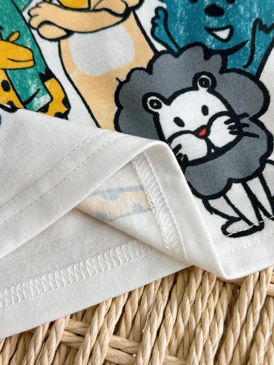 Newborn Boy & Girl Summer Knit Outfit -Cute Cartoon Bear Striped Shirt & Shorts Set