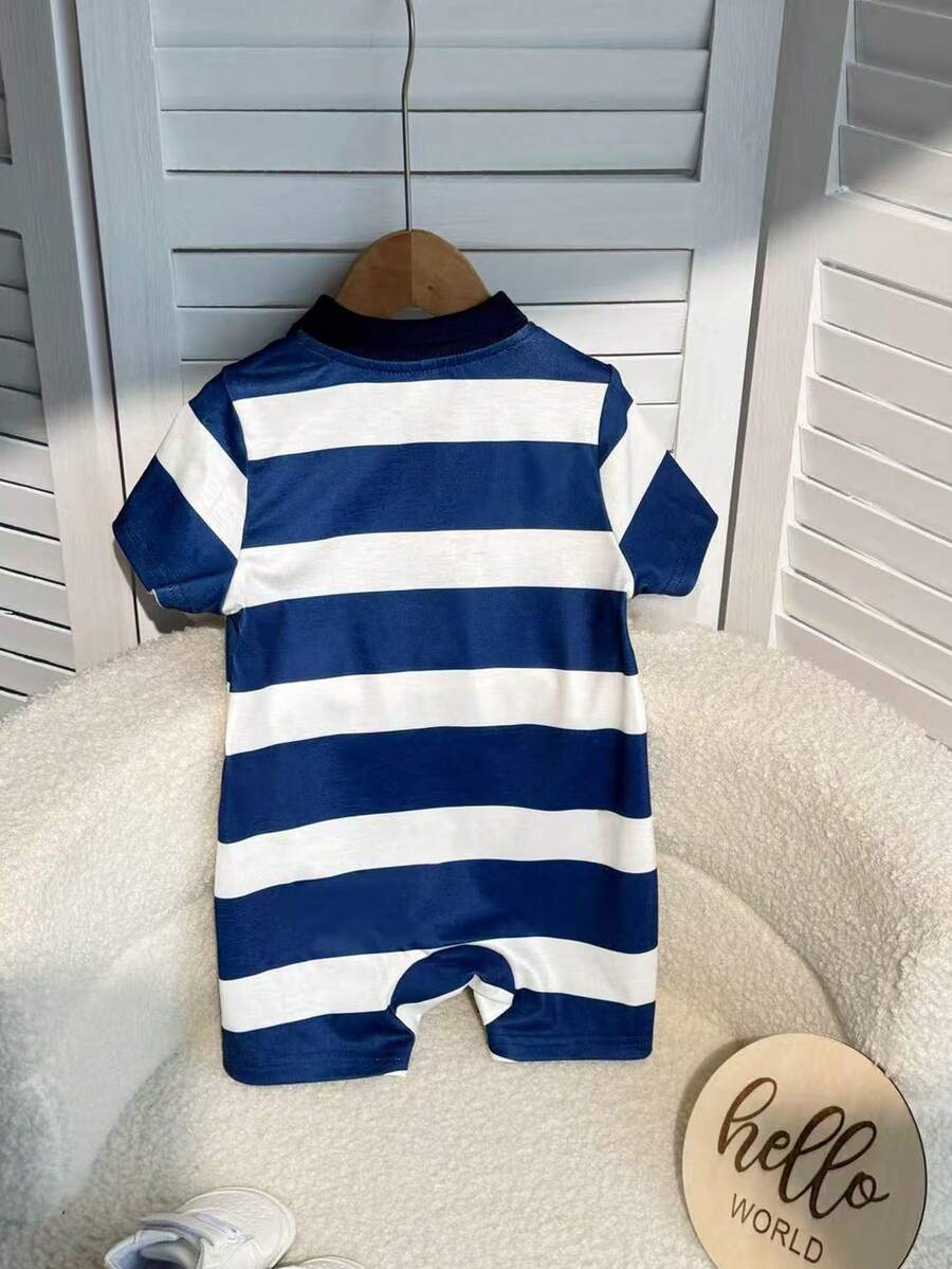 Baby Boy Plaid Short Sleeve Romper Formal Summer Outfit for Birthday Party Christening and Special Occasions