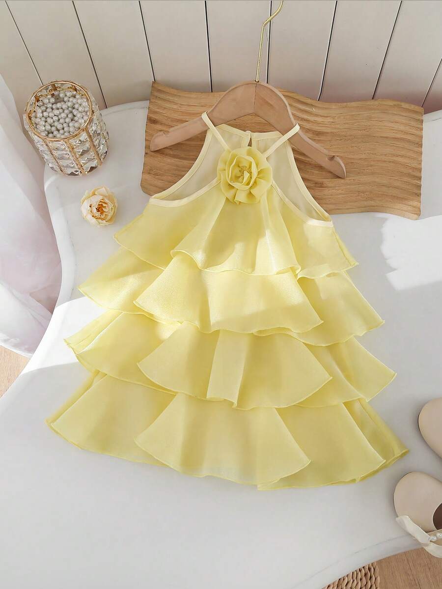Toddler Girls Sleeveless Floral Sundress With Ruffle Detail Cute Party Wear