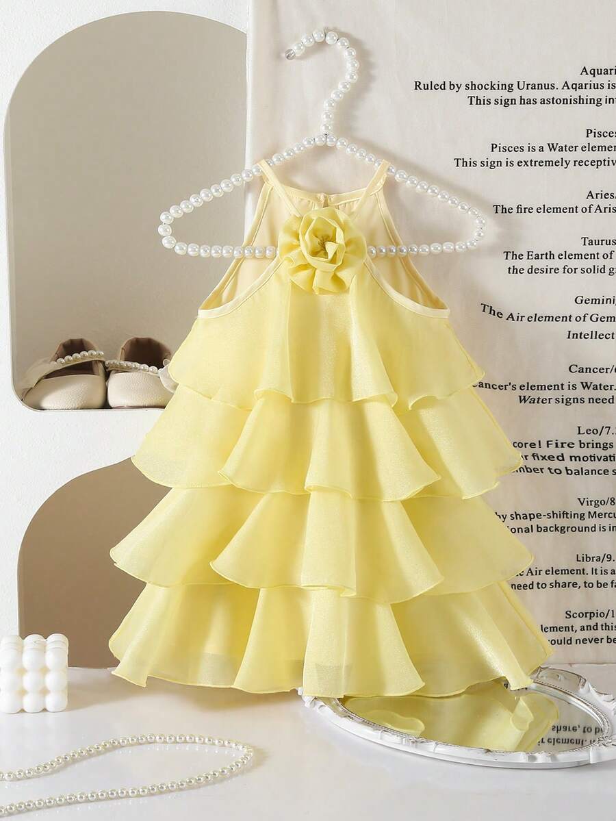 Toddler Girls Sleeveless Floral Sundress With Ruffle Detail Cute Party Wear