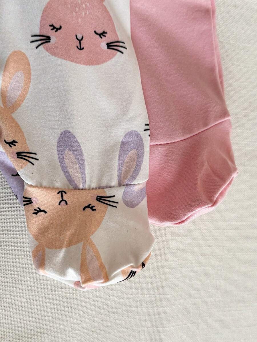 2PCS Baby Elephant Print Long Sleeve Romper Set for Cozy Autumn and Winter Wear