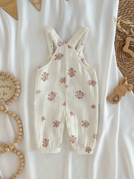Loomiva Baby Girl Floral Strap Romper & Pants Set - Soft & Comfortable