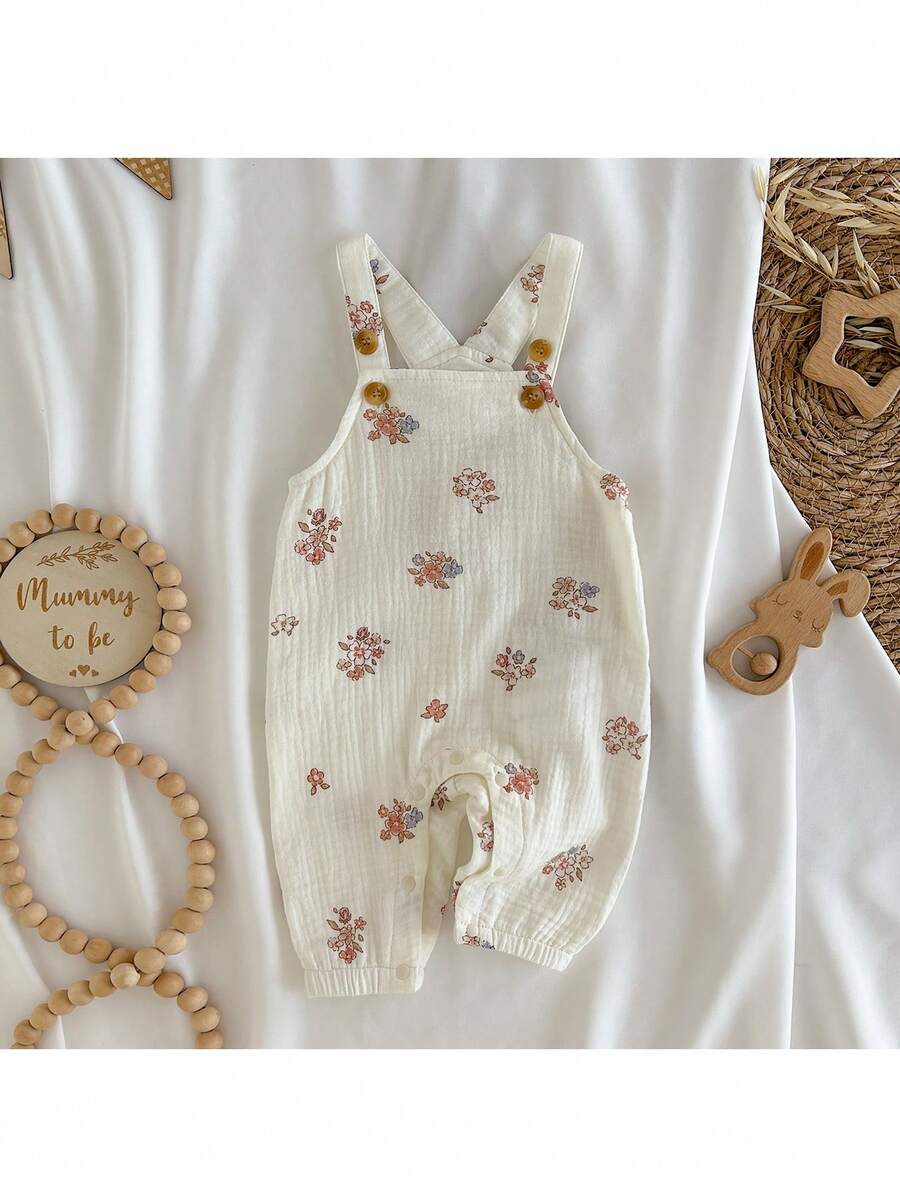 Loomiva Baby Girl Floral Strap Romper & Pants Set - Soft & Comfortable