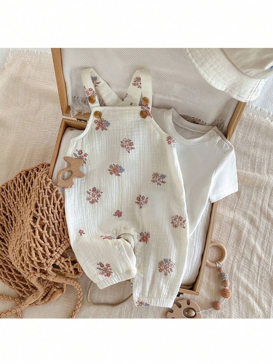 Baby Girl Floral Print Cami Romper - Trousers and Matching Pants 2 Piece Set