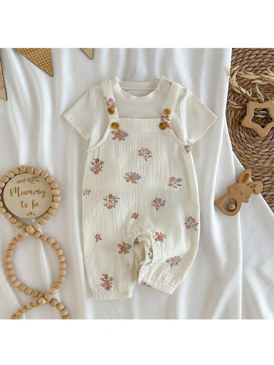 Baby Girl Floral Print Cami Romper - Trousers and Matching Pants 2 Piece Set