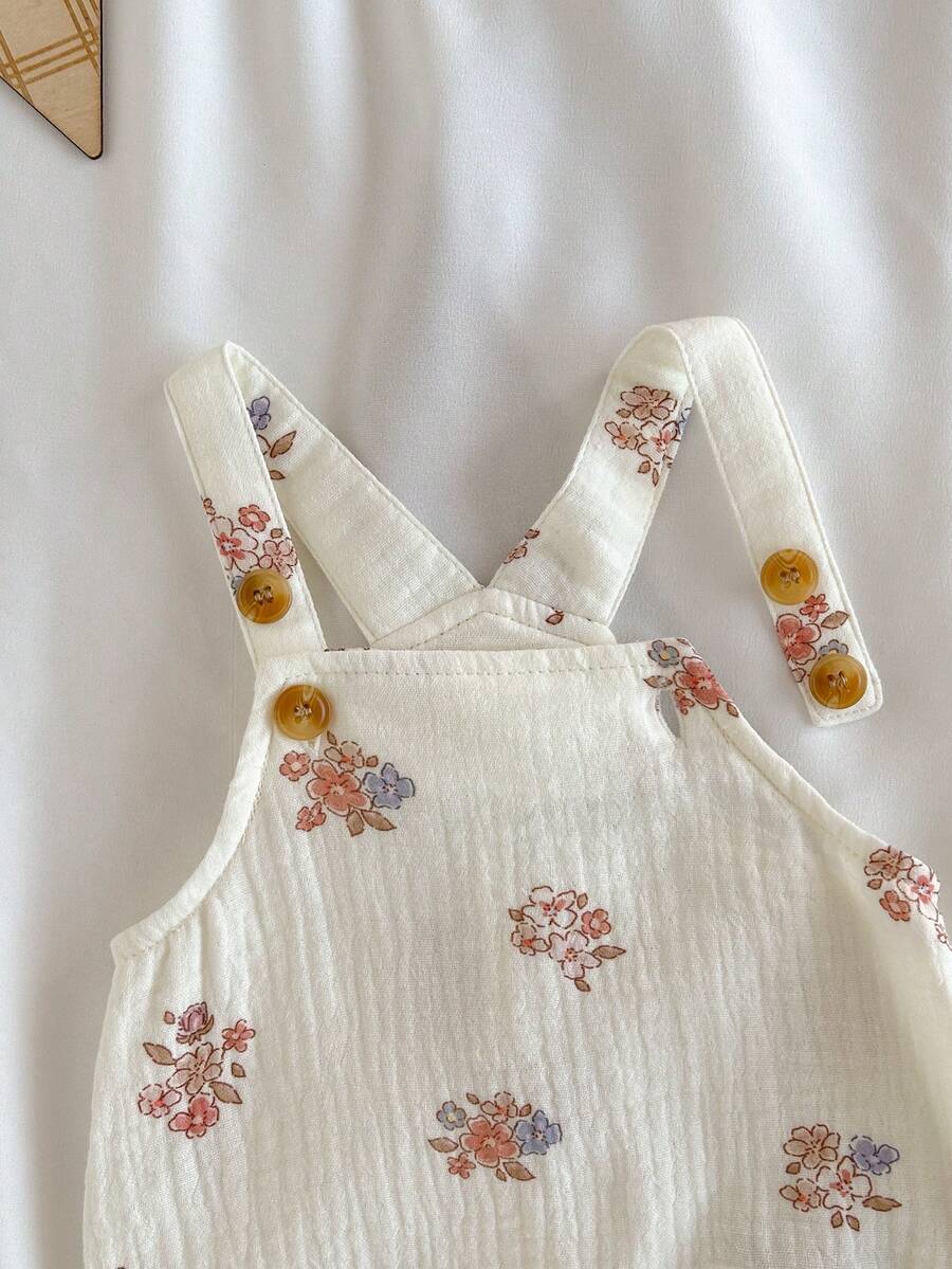 Loomiva Baby Girl Floral Strap Romper & Pants Set - Soft & Comfortable