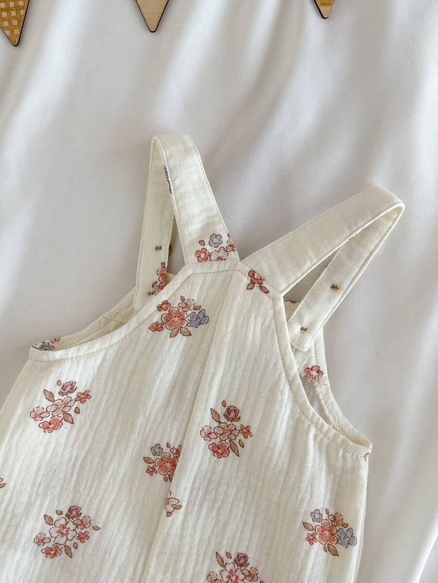 Baby Girl Floral Print Cami Romper - Trousers and Matching Pants 2 Piece Set