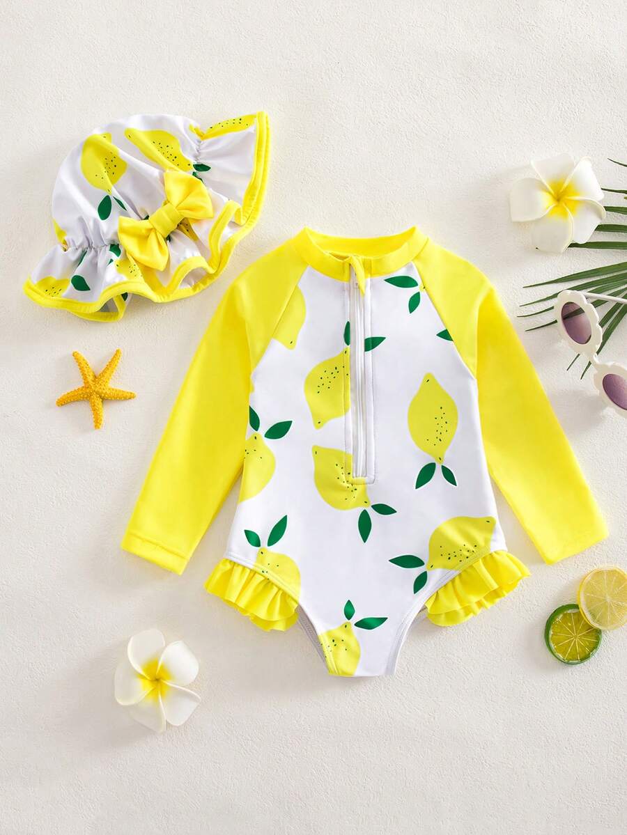Cute Daisy And Strawberry Swimwear For Kids Girls Summer Vacation Wear