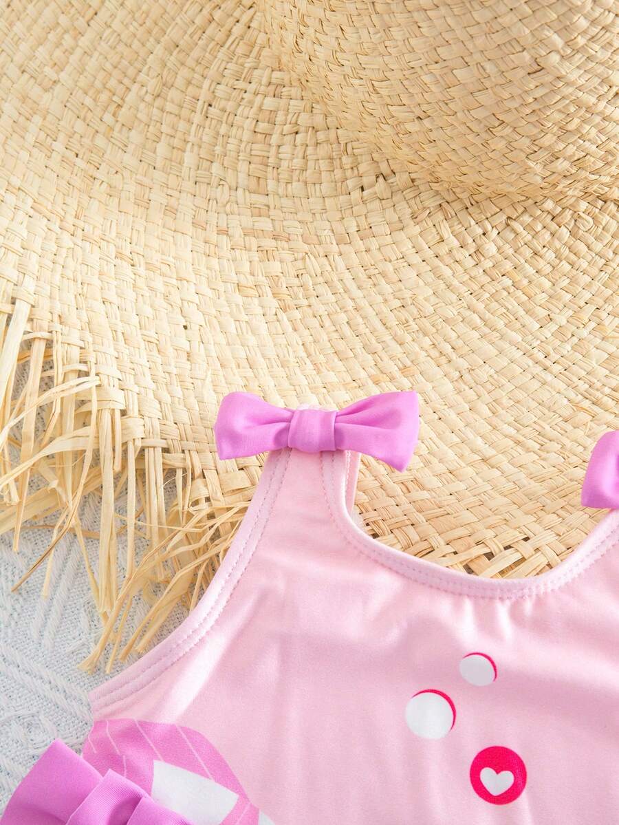 Baby Watermelon Print Ruffle Sleeveless One-Piece Swimsuit for Summer Beach Days