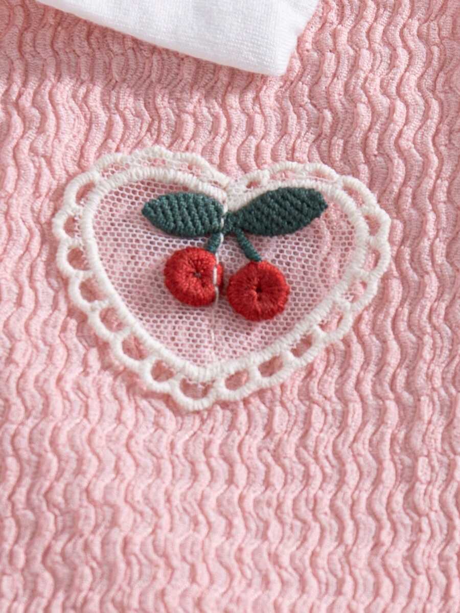 Toddler Girls Textured Knit Vest Top And Denim Skort Flower Embroidered Summer Outfit Set