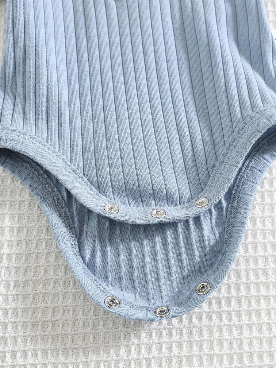 Striped Bodysuit and Shorts 4 Piece Outfit Set for Cute Summer Daily Wear