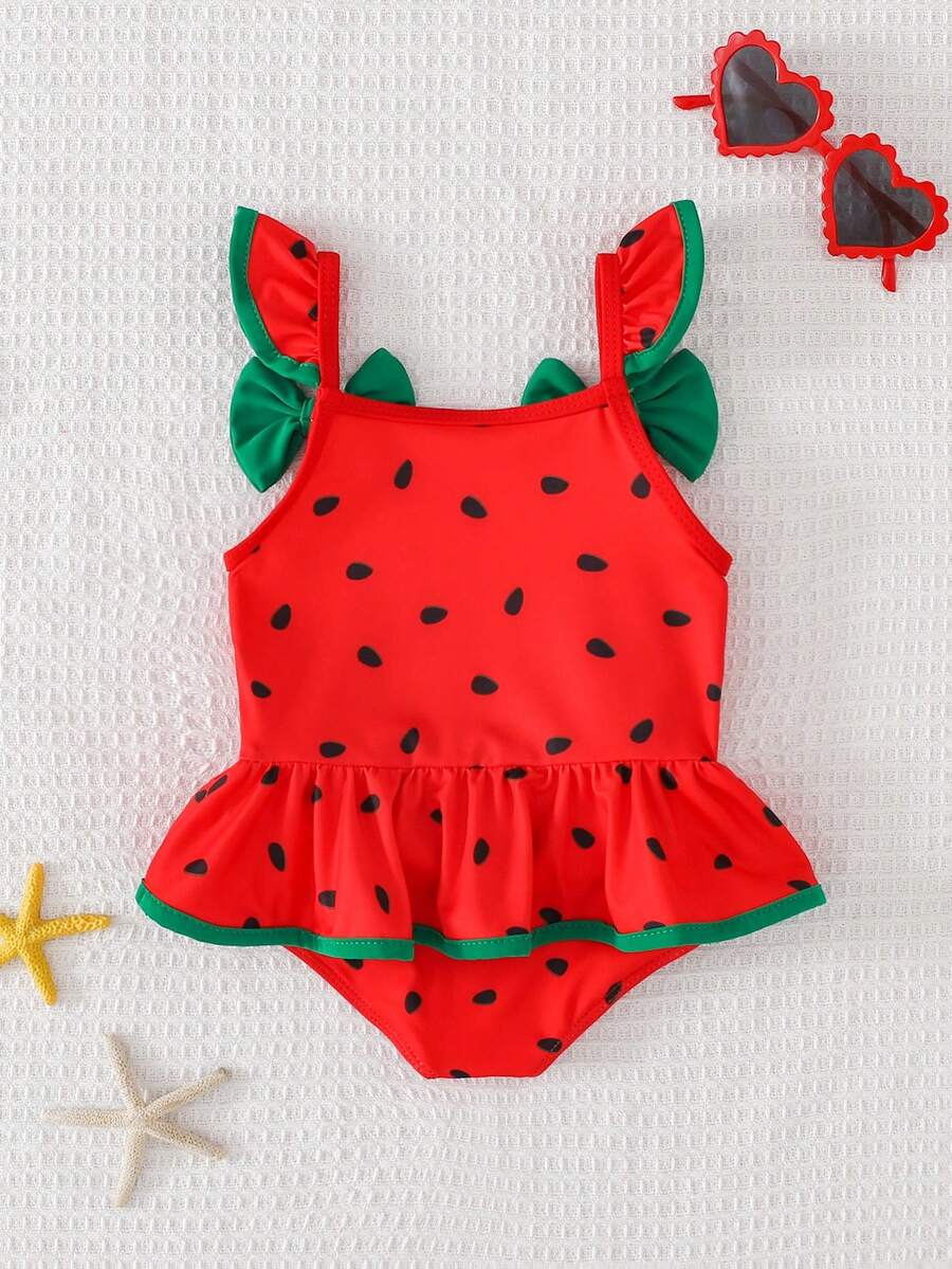Baby Girls Leopard And Tropical Floral Swimsuit Sleeveless Beach Vacation Outfit