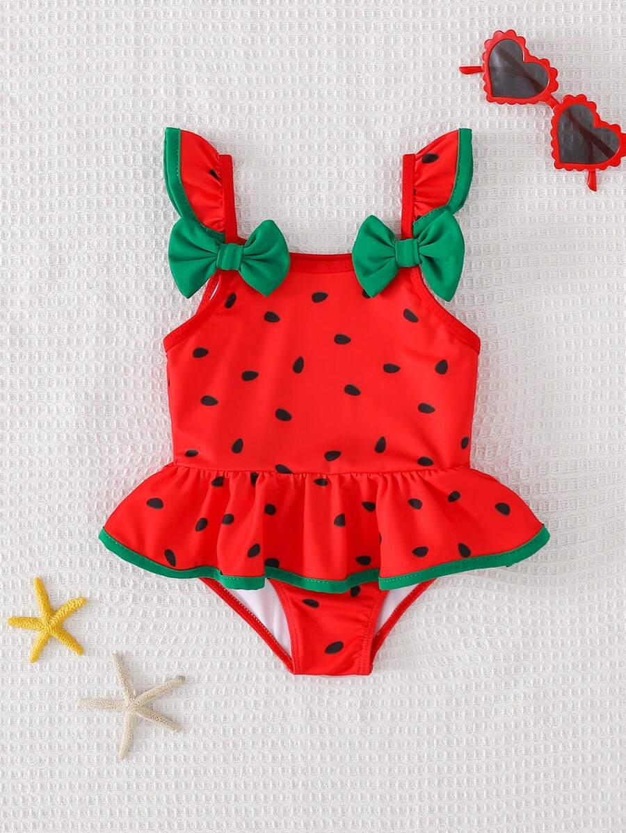 Baby Girls Leopard And Tropical Floral Swimsuit Sleeveless Beach Vacation Outfit