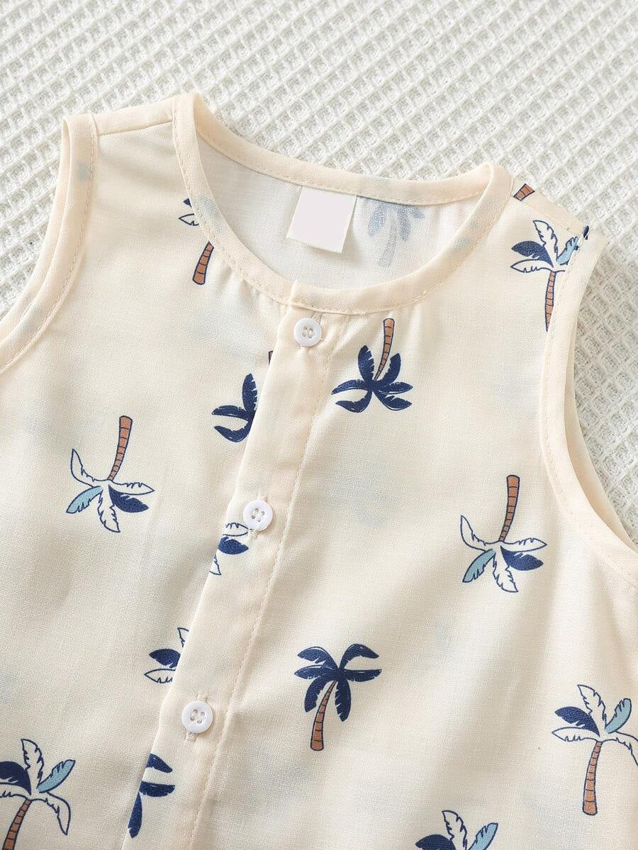 Baby Boy White Sleeveless Romper with Pockets Casual Short Jumpsuit for Everyday Wear