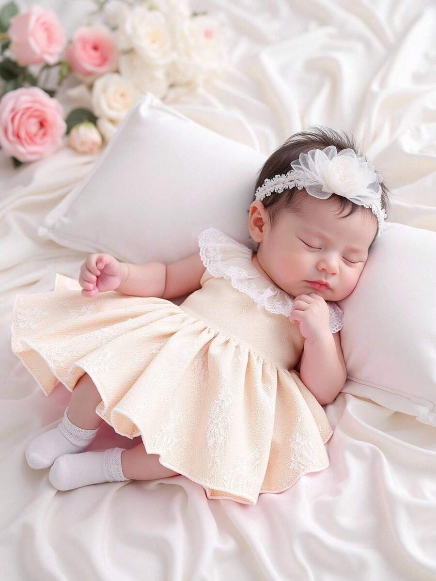 Baby Lace Collar Mesh Dress for Spring and Summer Celebrations and Photoshoots