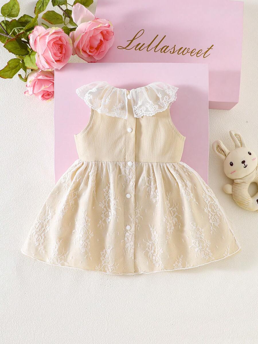Baby Lace Collar Mesh Dress for Spring and Summer Celebrations and Photoshoots