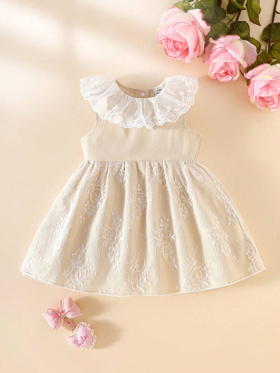 Baby Lace Collar Mesh Dress for Spring and Summer Celebrations and Photoshoots