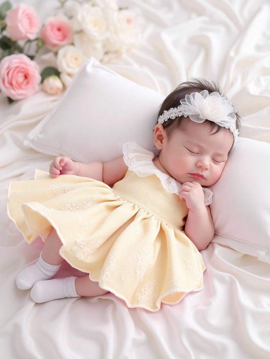 Baby Lace Collar Mesh Dress for Spring and Summer Celebrations and Photoshoots