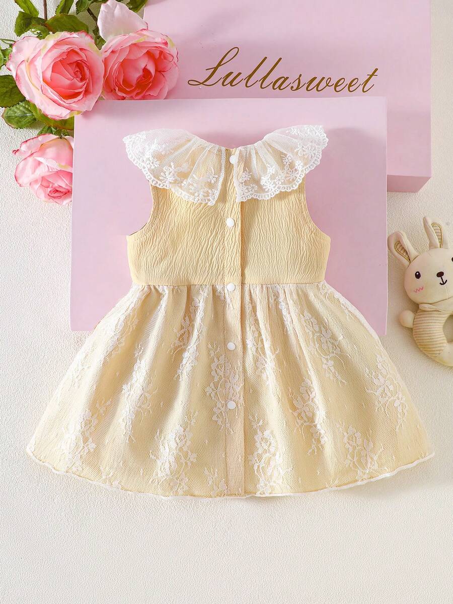 Baby Lace Collar Mesh Dress for Spring and Summer Celebrations and Photoshoots