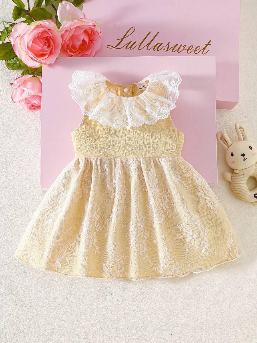 Baby Lace Collar Mesh Dress for Spring and Summer Celebrations and Photoshoots