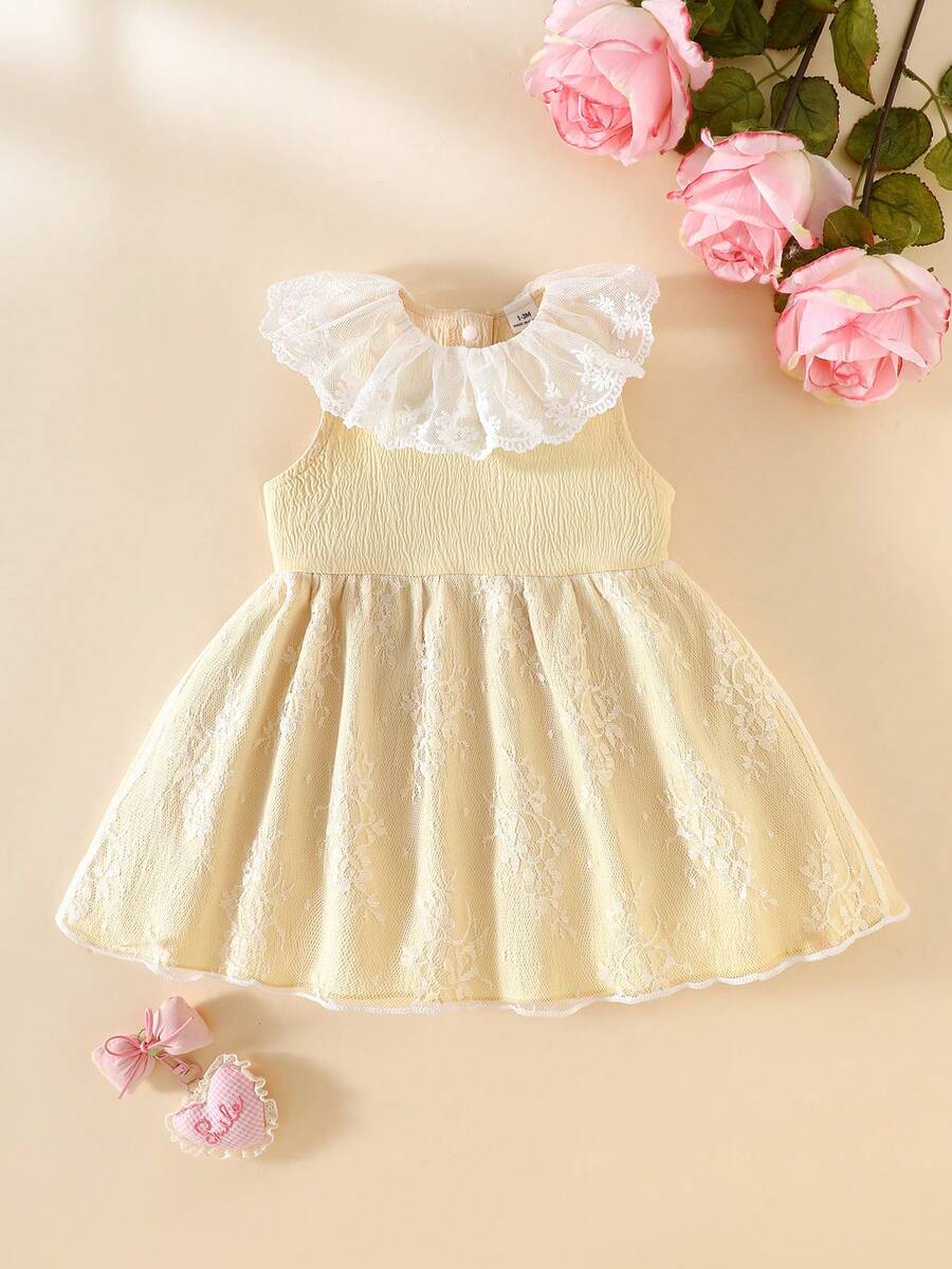 Baby Lace Collar Mesh Dress for Spring and Summer Celebrations and Photoshoots