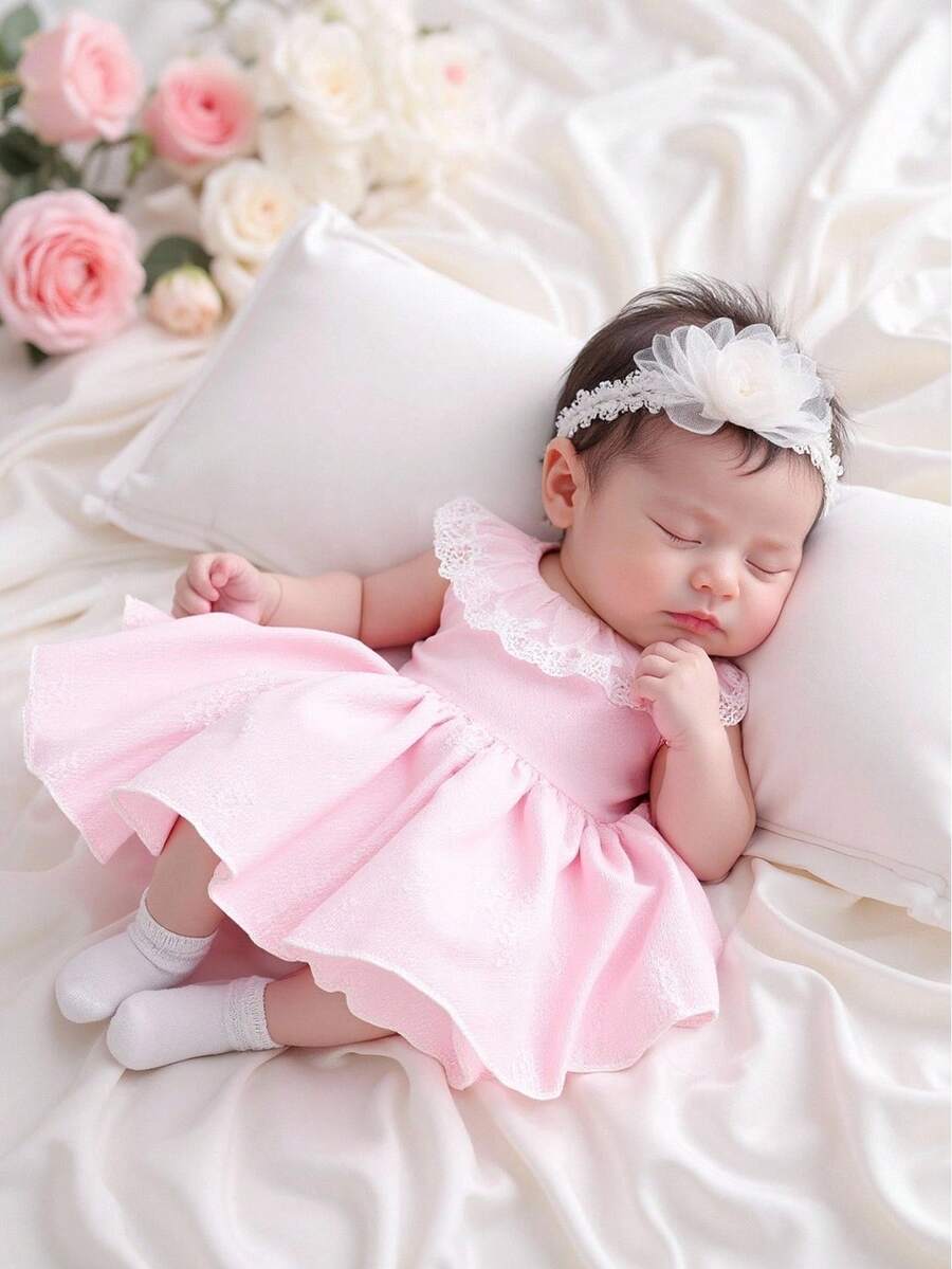 Baby Lace Collar Mesh Dress for Spring and Summer Celebrations and Photoshoots