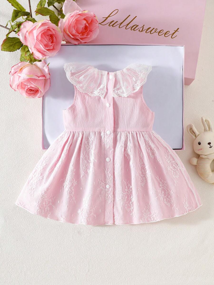 Baby Lace Collar Mesh Dress for Spring and Summer Celebrations and Photoshoots