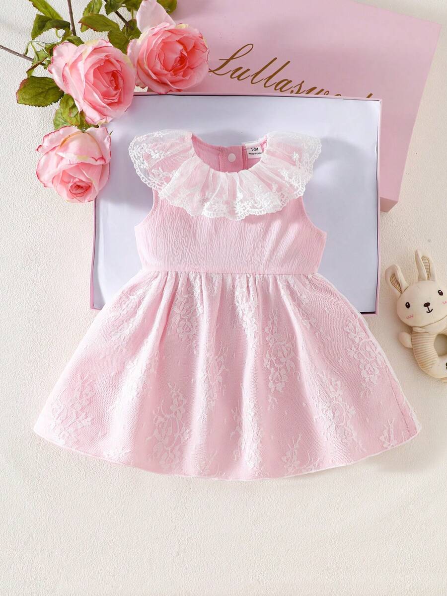 Baby Lace Collar Mesh Dress for Spring and Summer Celebrations and Photoshoots