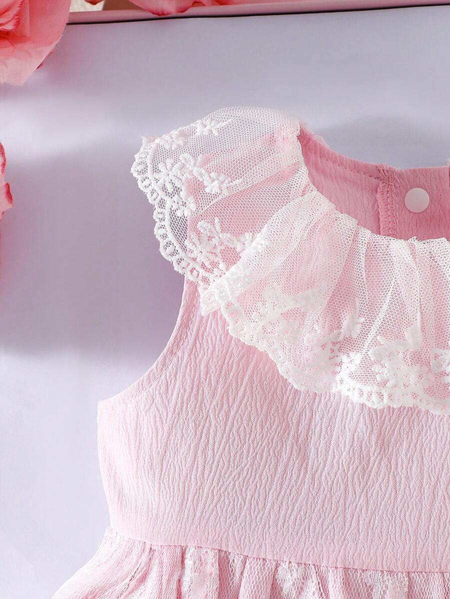 Baby Lace Collar Mesh Dress for Spring and Summer Celebrations and Photoshoots