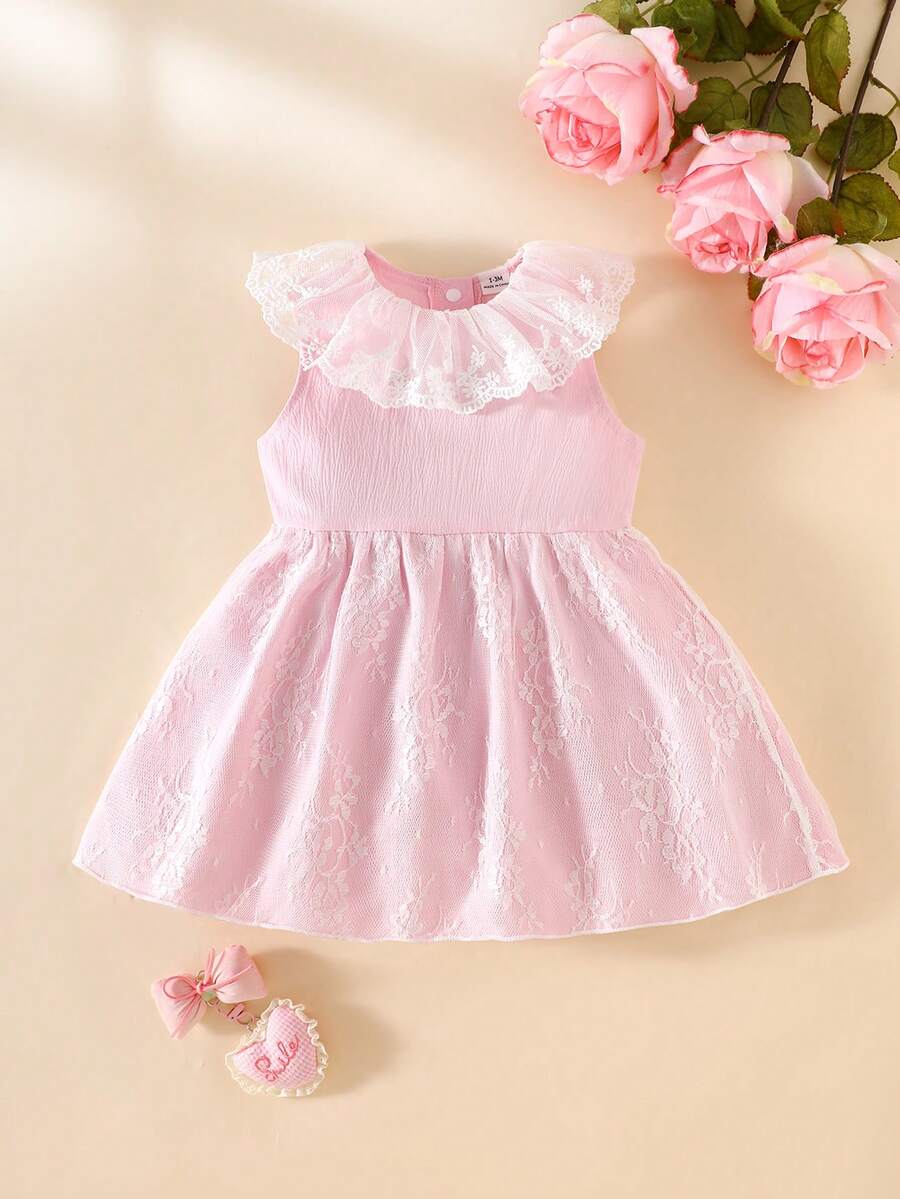 Baby Lace Collar Mesh Dress for Spring and Summer Celebrations and Photoshoots