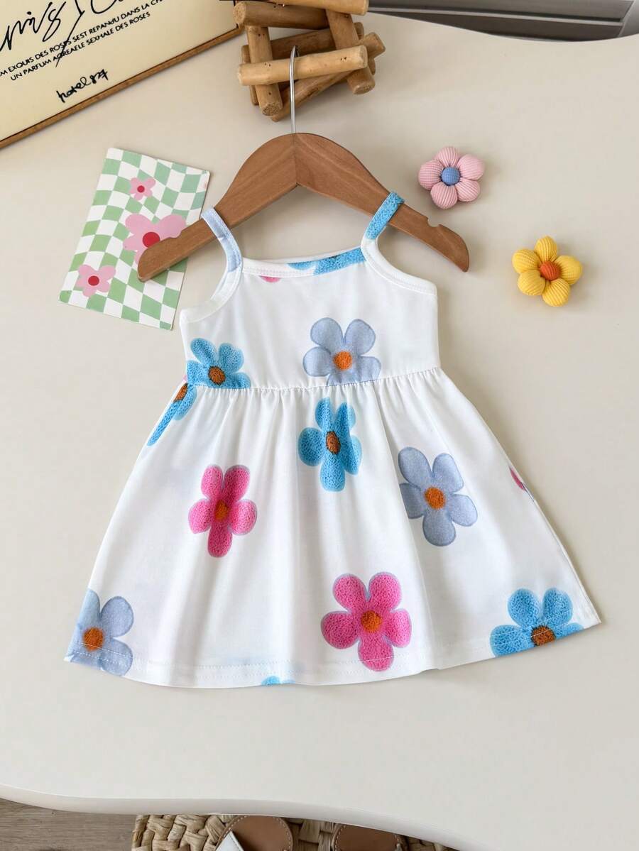 Baby Blue Plaid Floral Embroidered Cami Dress for Cute Spring and Summer Outings