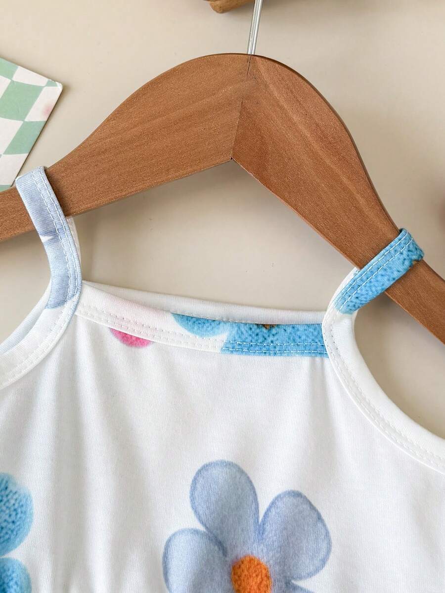 Baby Blue Plaid Floral Embroidered Cami Dress for Cute Spring and Summer Outings