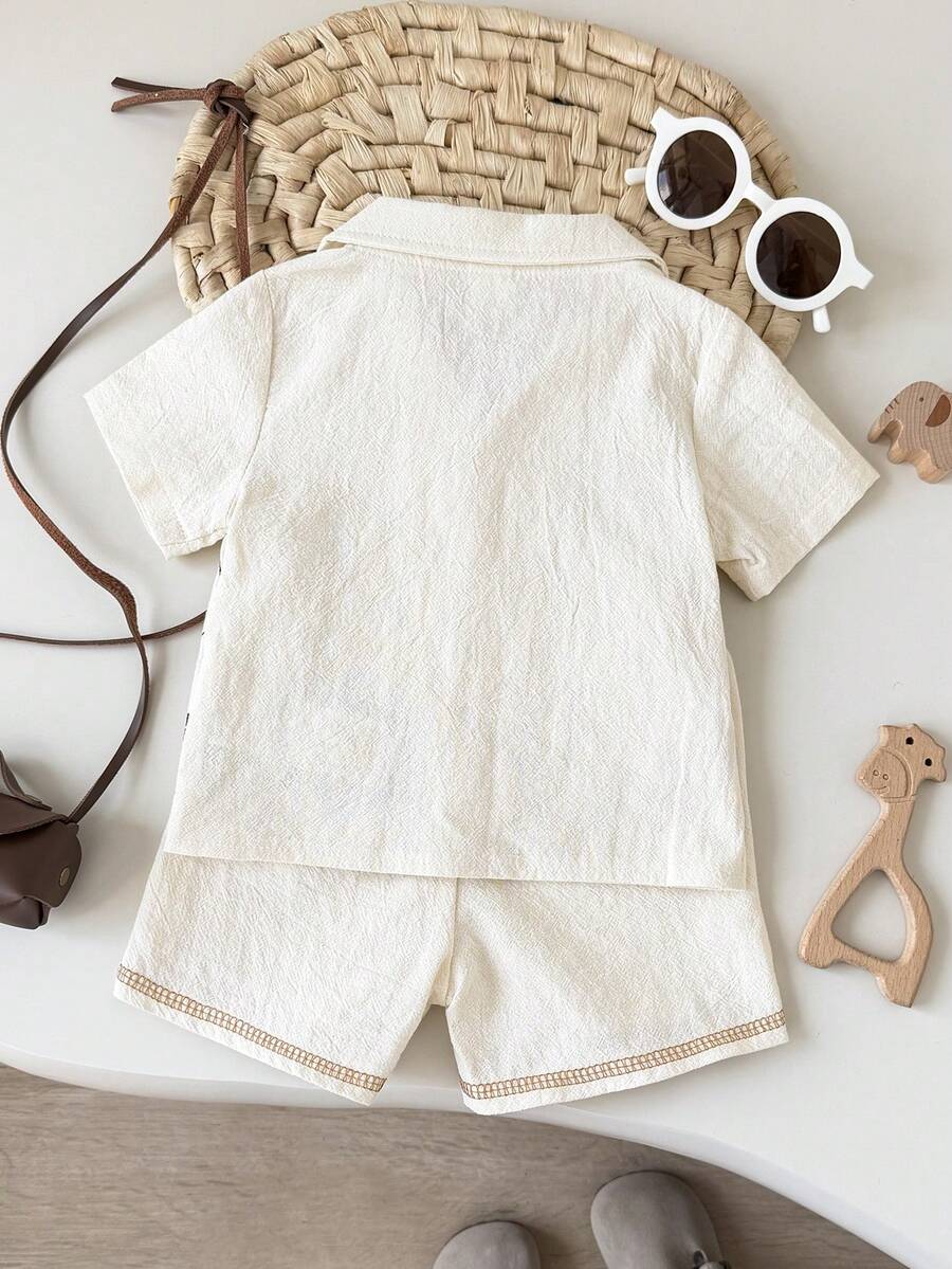 Newborn Baby Boy Funny Wild Animal Print Shirt and Shorts 2-Piece Summer Set