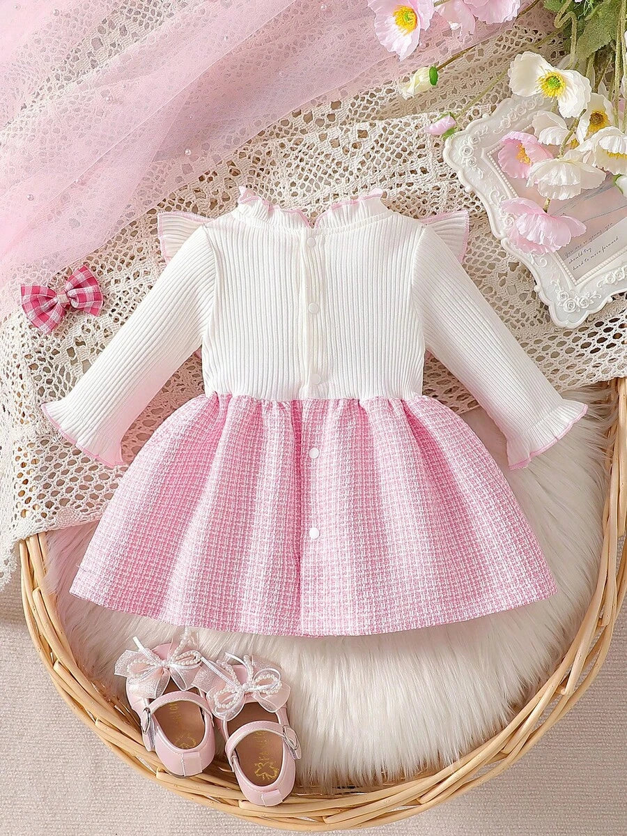 Baby Heart Pattern Dress and Headband Set for Cute All Season Daily Wear