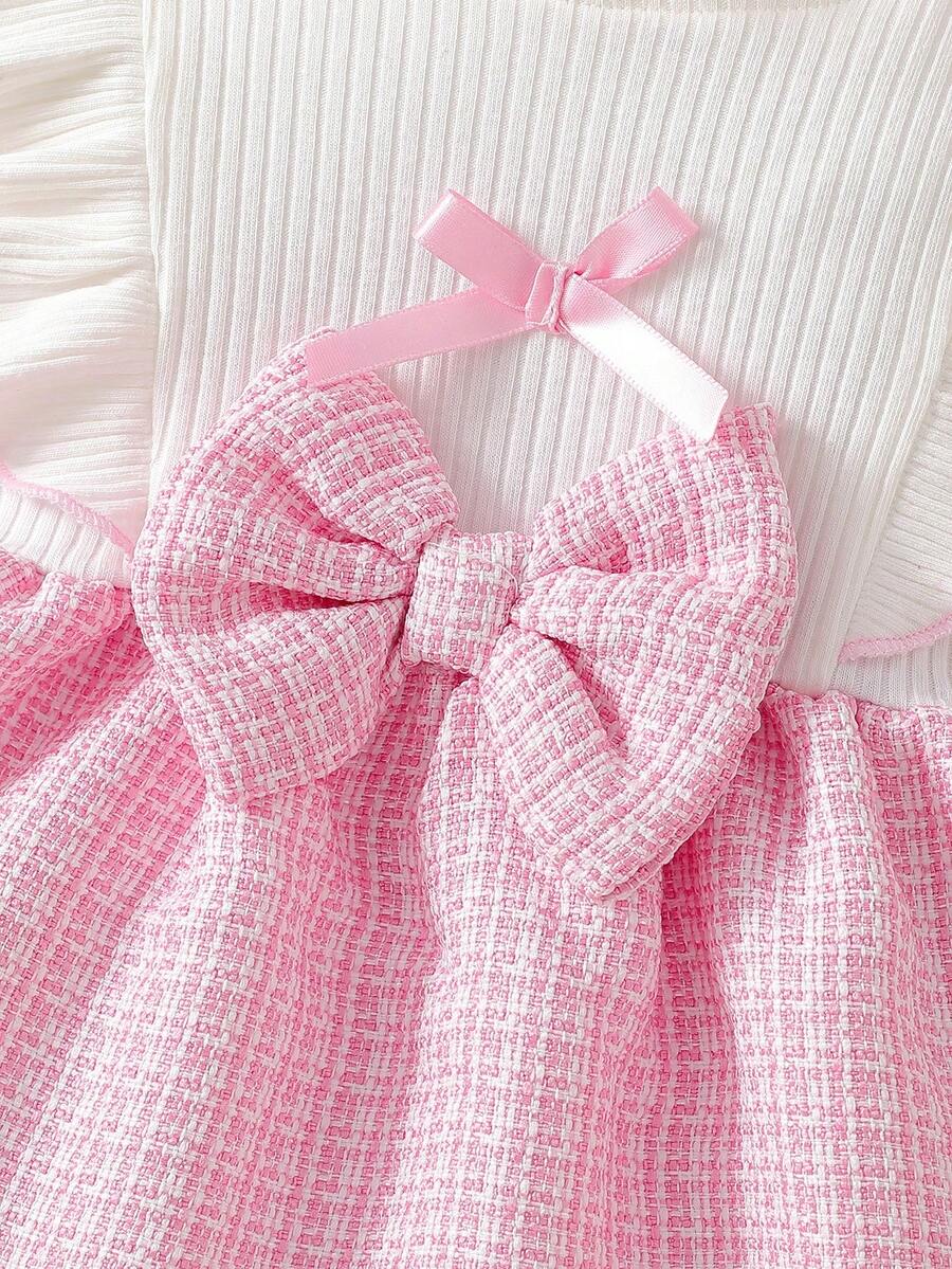 Baby Heart Pattern Dress and Headband Set for Cute All Season Daily Wear