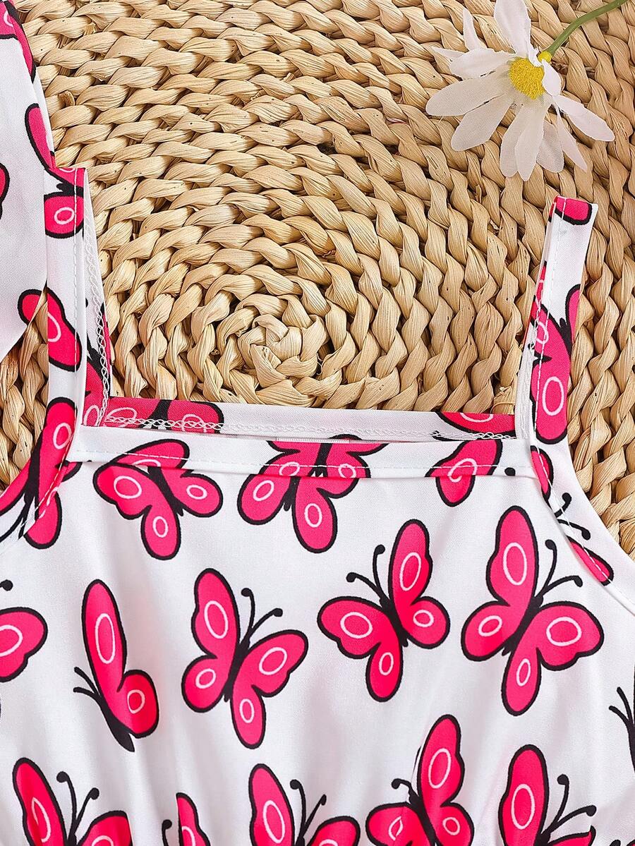 2pcs Baby Girl Floral Print Dress and Hat Set for Spring and Summer Wear