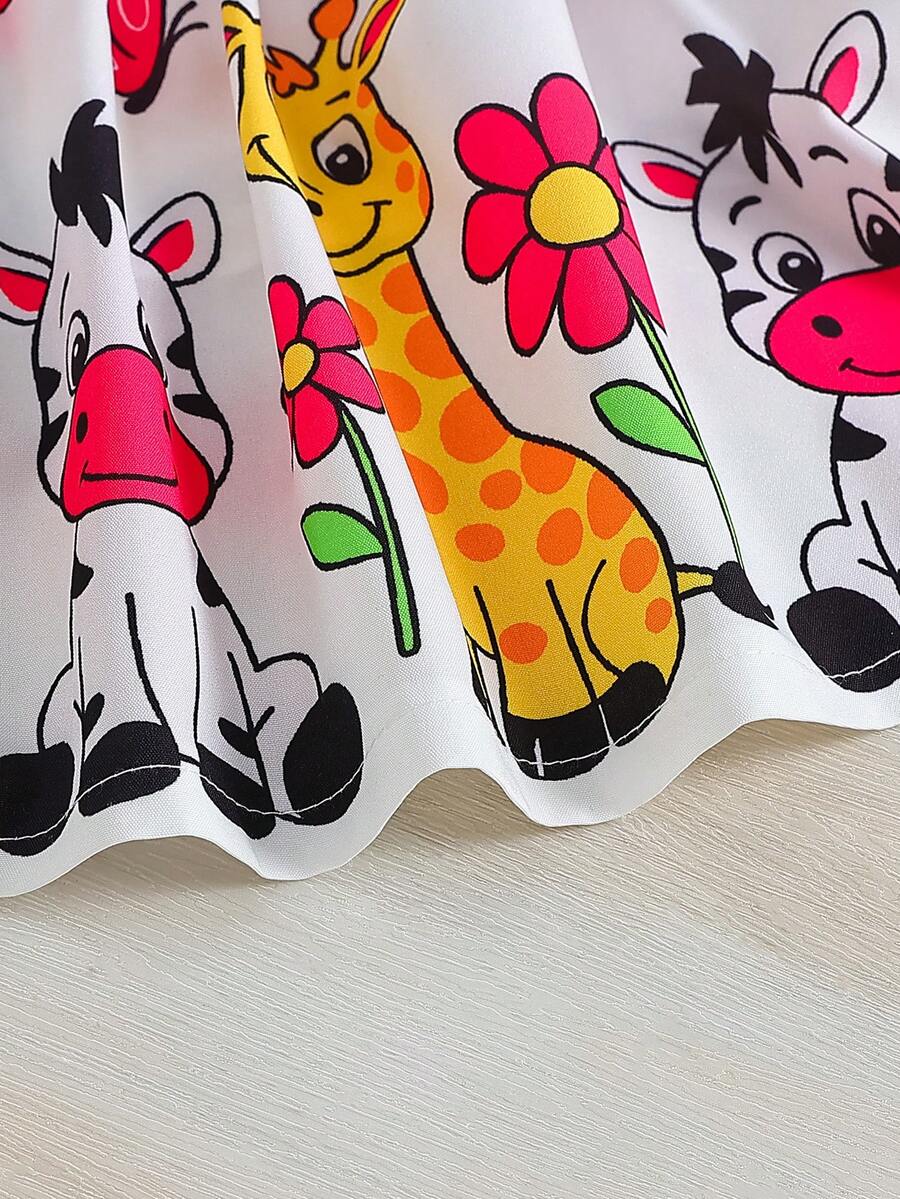 2pcs Baby Girl Floral Print Dress and Hat Set for Spring and Summer Wear