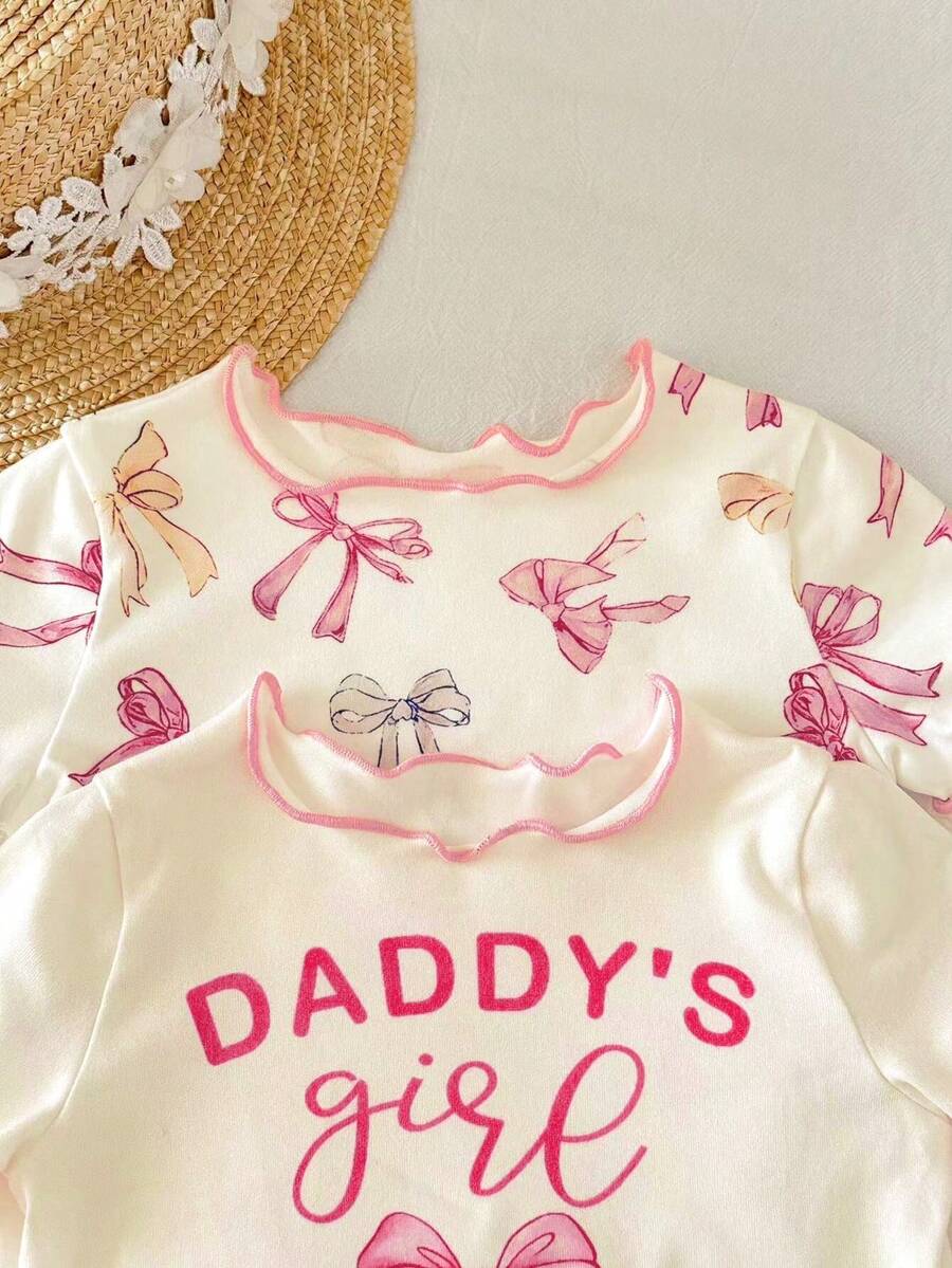 2PCS Baby Daisy Print T-Shirt and Shorts Set for Summer Daily Wear