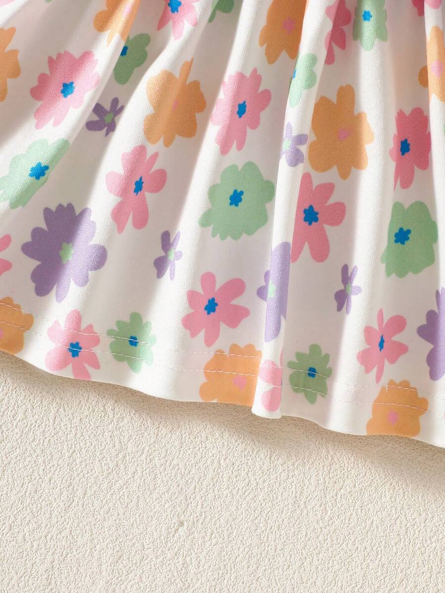 Baby Floral Bow Dress and Headband Set for Sweet Autumn and Winter Daily Wear