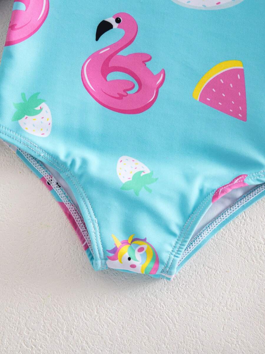 Baby All-Over Print Long Sleeve Swimsuit Set with Matching Sun Protection Hat